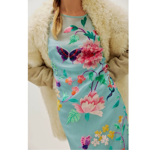 Free People Secret Garden Maxi Dress Size Small NWT Velvet Devore Fairy Sheer - Picture 4 of 16